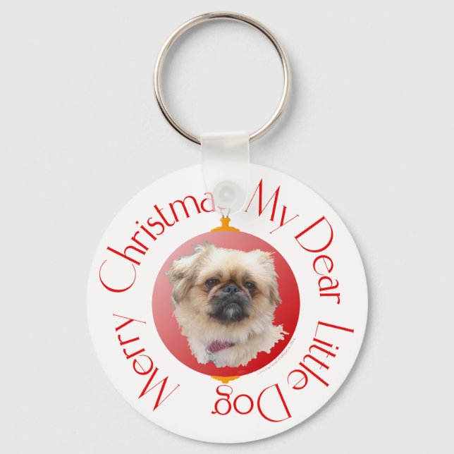Merry Christmas Pekingese Keychain (Front)