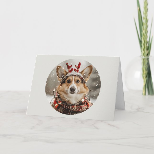 Merry Christmas Pembroke Welsh Corgi Dog Holiday Card (Front)