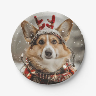 Merry Christmas Pembroke Welsh Corgi Dog Paper Plates