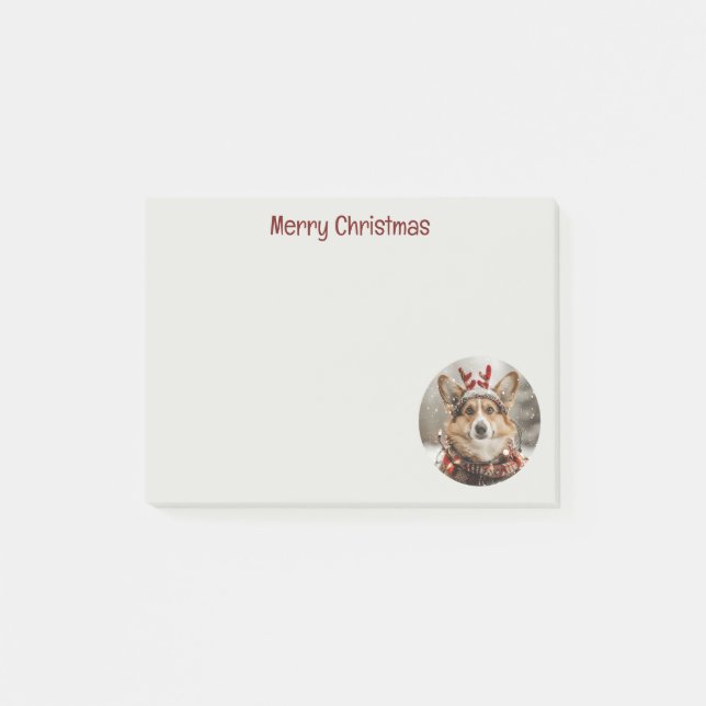 Merry Christmas Pembroke Welsh Corgi Dog Post-it Notes (Front)