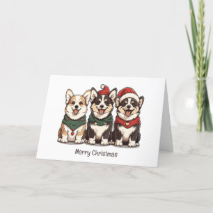 Merry Christmas Pembroke Welsh Corgi Dogs Holiday Card