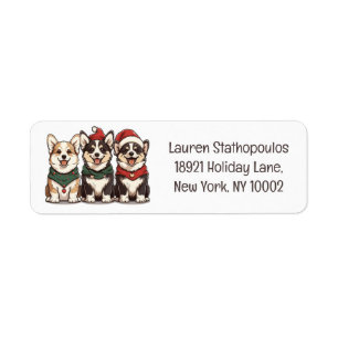 Merry Christmas Pembroke Welsh Corgi Dogs Label
