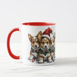 Merry Christmas Pembroke Welsh Corgi Puppies Mug