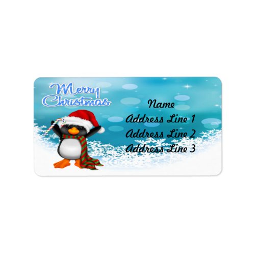 Merry Christmas Penguin Address Labels