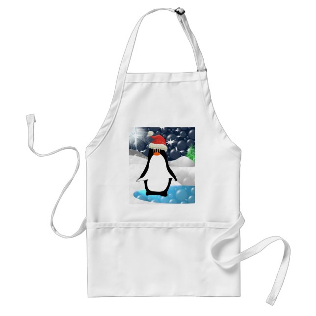Merry Christmas Penguin ! Adult Apron (Front)