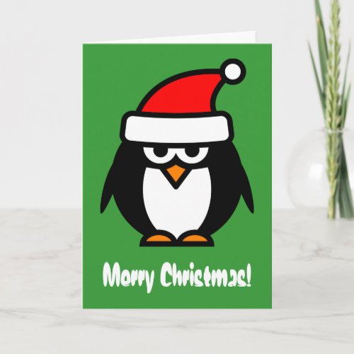 Merry Christmas penguin cartoon greeting card