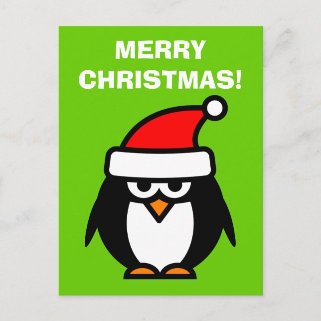 Merry Christmas penguin cartoon postcards (Front)