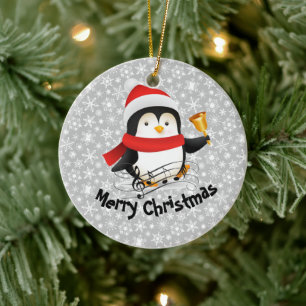 Merry Christmas penguin  Ceramic Ornament