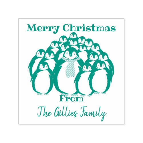 Merry Christmas  Penguin family Self_inking Stamp