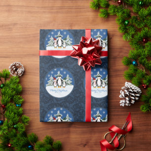 Merry Christmas Penguin Family Wrapping Paper