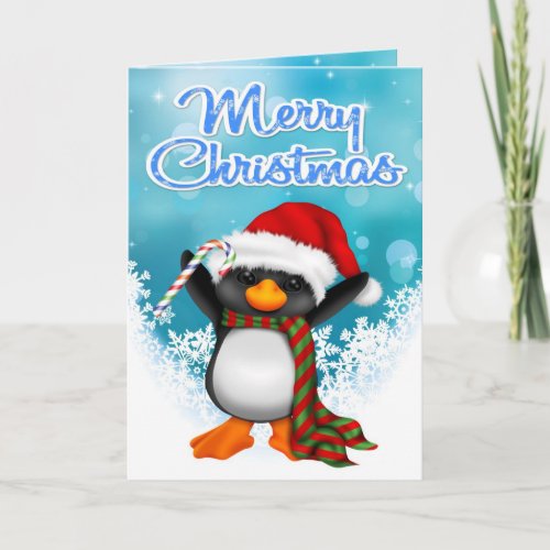 Merry Christmas Penguin Greeting Card