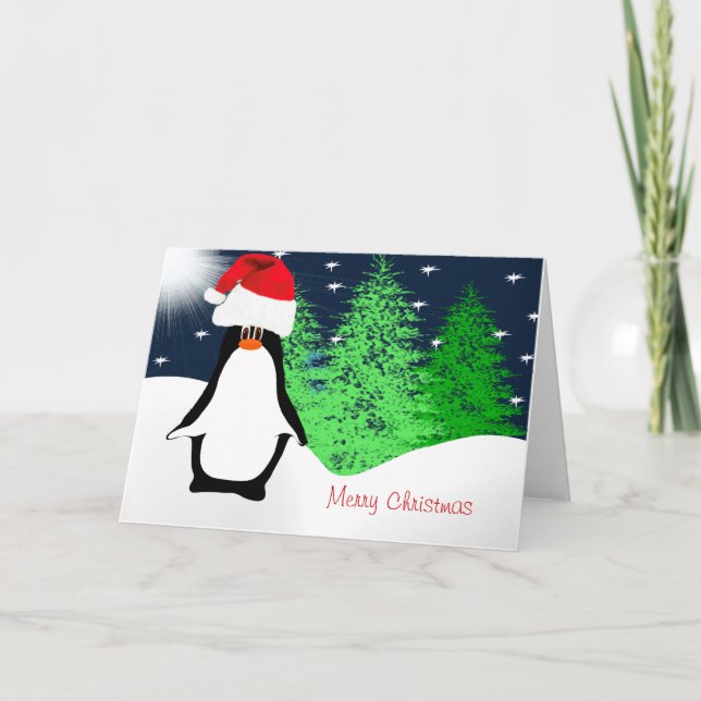 Merry Christmas Penguin Holiday Card (Front)