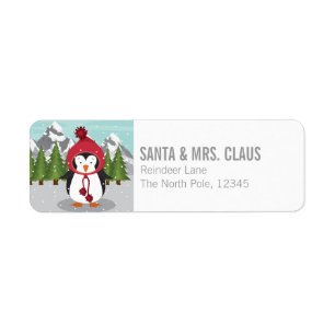 Merry Christmas Penguin Label