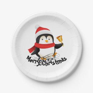 Merry Christmas penguin  Paper Plates