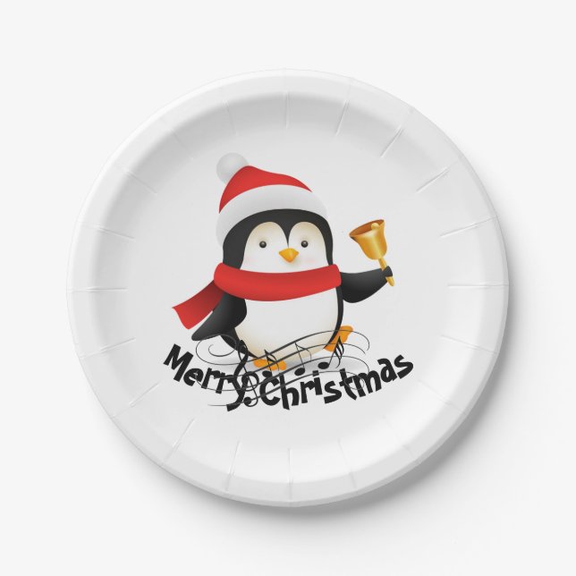 Merry Christmas penguin  Paper Plates (Front)