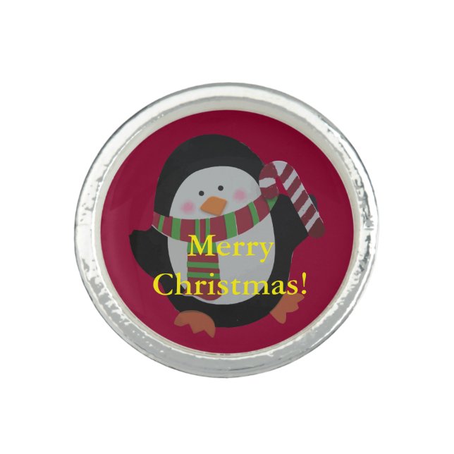 Merry Christmas Penguin Ring (Front)