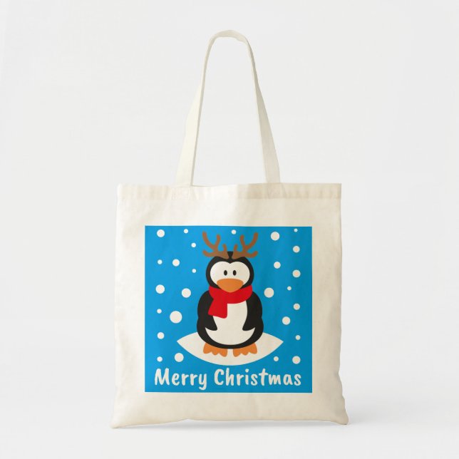 Merry Christmas Penguin Tote Bag (Front)