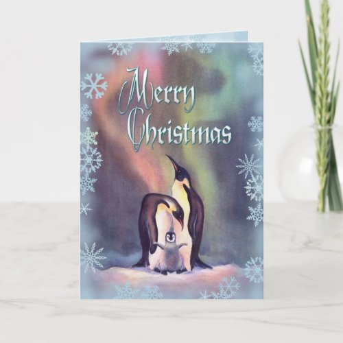 MERRY CHRISTMAS PENGUINS by SHARON SHARPE Holiday Card