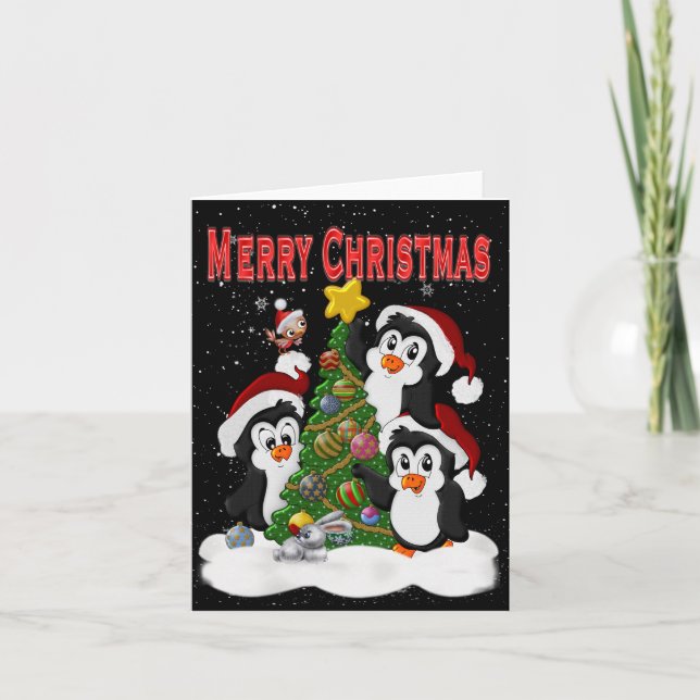 Merry Christmas Penguins Holiday Card (Front)