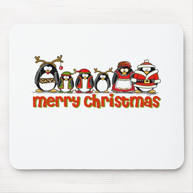 Merry Christmas Penguins Mouse Pad (Front)