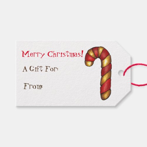 Merry Christmas Peppermint Candy Cane Cookie Gift Tags