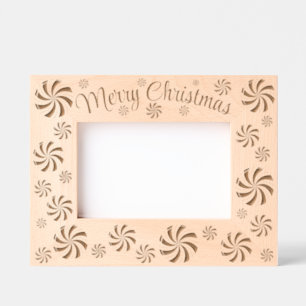 Merry Christmas Peppermint Candy Double Swirl Engraved Frames