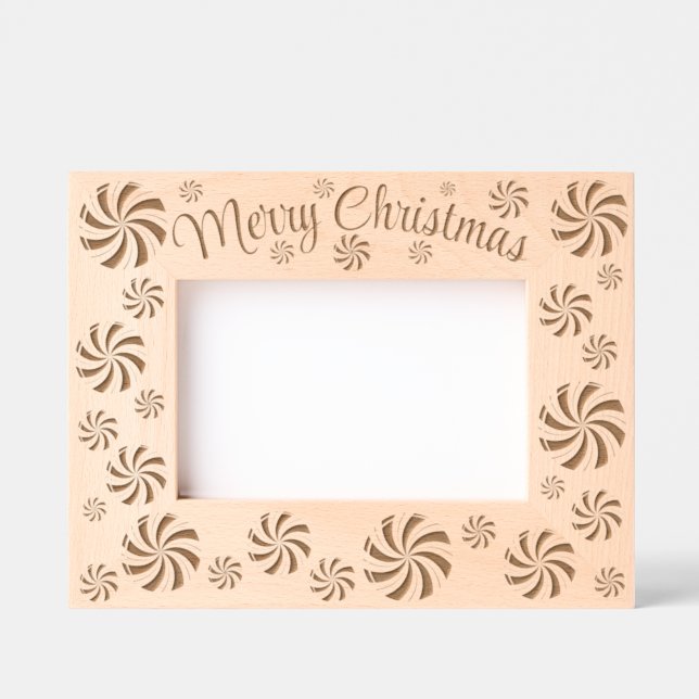 Merry Christmas Peppermint Candy Double Swirl Engraved Frames (Front)