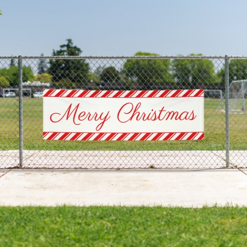 Merry Christmas Peppermint Candy Red White Outdoor Banner
