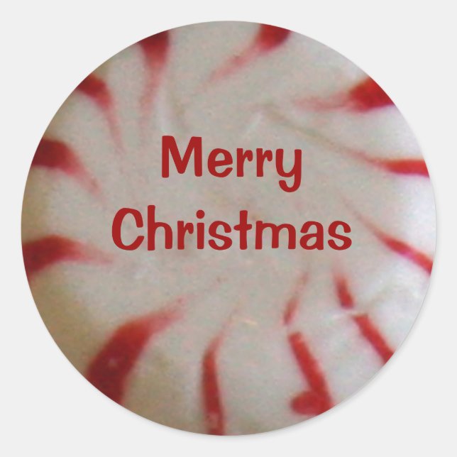 Merry Christmas Peppermint Candy Sticker (Front)