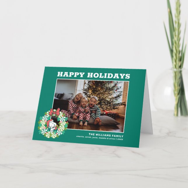 Merry Christmas Peppermint Holiday Wreath Card (Front)