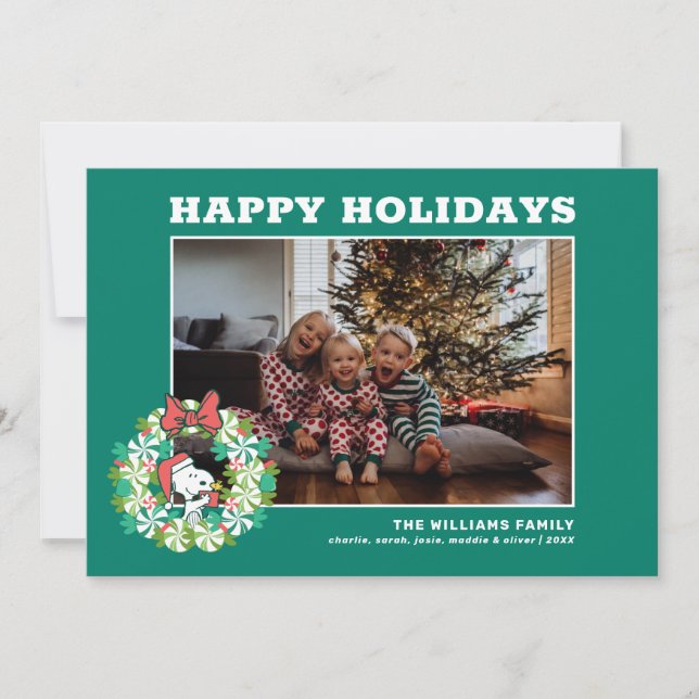 Merry Christmas Peppermint Holiday Wreath Card (Front)