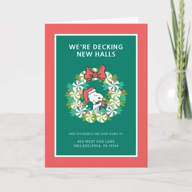 Merry Christmas Peppermint Holiday Wreath Card (Front)