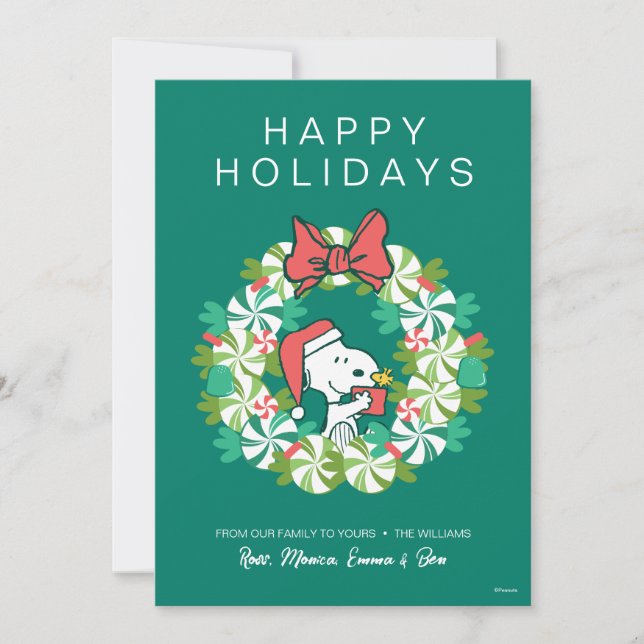 Merry Christmas Peppermint Holiday Wreath Card (Front)