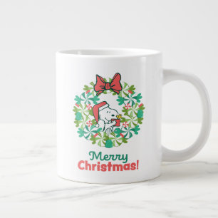 Merry Christmas Peppermint Holiday Wreath Giant Coffee Mug