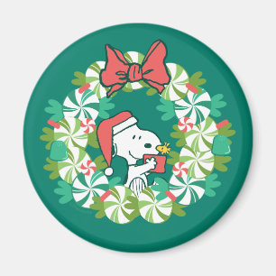 Merry Christmas Peppermint Holiday Wreath Magnet