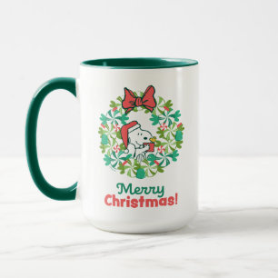 Merry Christmas Peppermint Holiday Wreath Mug