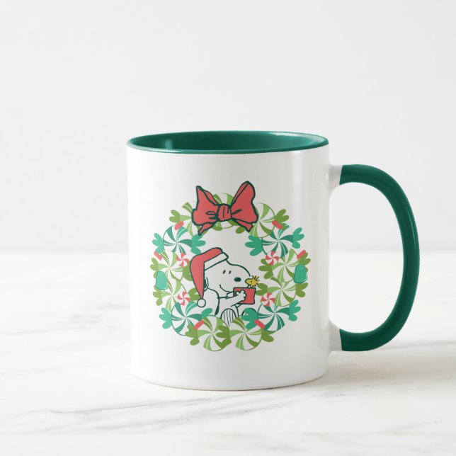 Merry Christmas Peppermint Holiday Wreath Mug (Right)