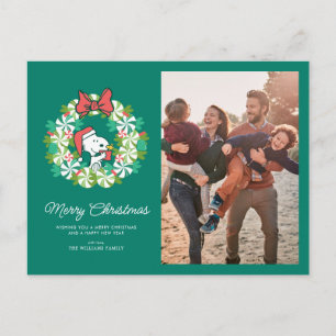 Merry Christmas Peppermint Holiday Wreath Postcard