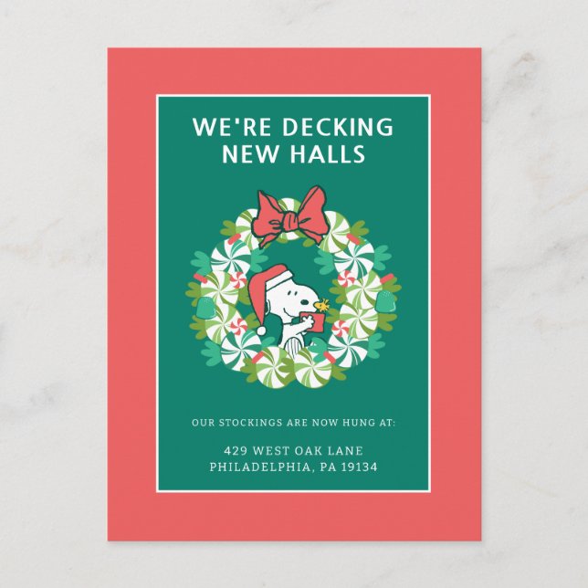 Merry Christmas Peppermint Holiday Wreath Postcard (Front)