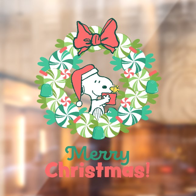Merry Christmas Peppermint Holiday Wreath Window Cling (Sheet 2)
