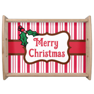 Merry Christmas Peppermint Serving Tray 