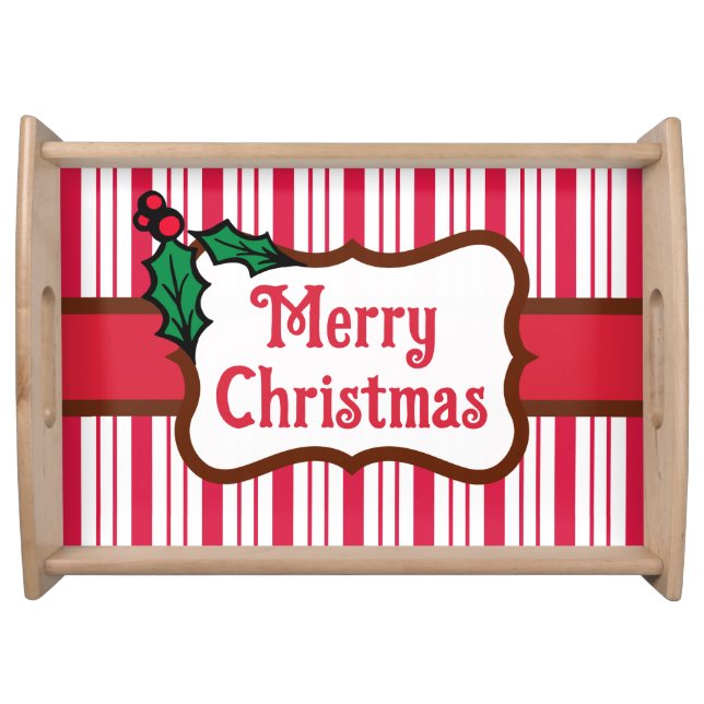 Merry Christmas Peppermint Serving Tray  (Front)