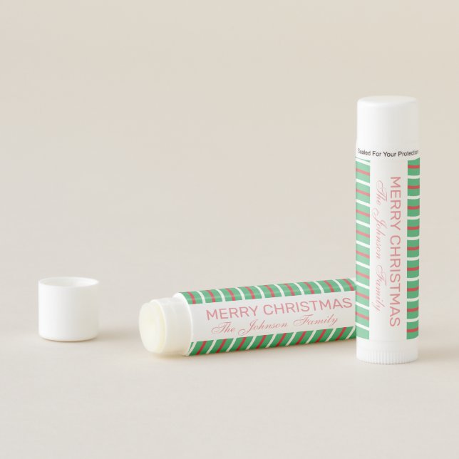 Merry Christmas Peppermint Swirly Stocking Stuffer Lip Balm (In Situ)