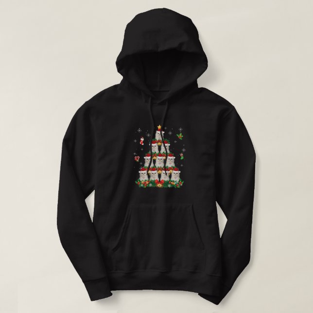 Merry Christmas Persian Cat Santa Tree Pajama Swea Hoodie (Design Front)