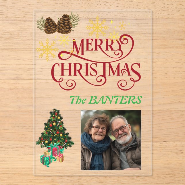 Merry christmas personalize  acrylic invitations (Front)