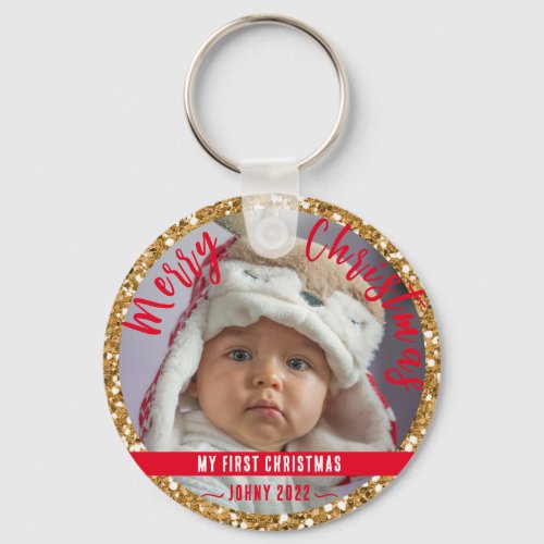 Merry Christmas personalize Button Keychain