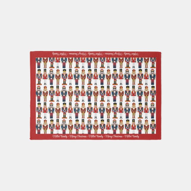  Merry Christmas Personalize Family Name or Text Rug (Front)