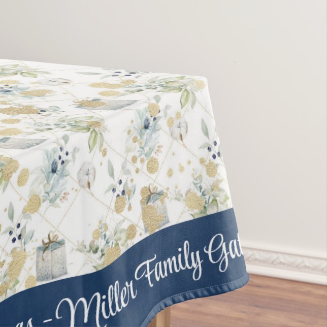  Merry Christmas Personalize Family Name or Text Tablecloth (In Situ)