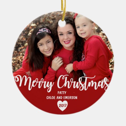 Merry Christmas Personalized 2017 Photo Ornament