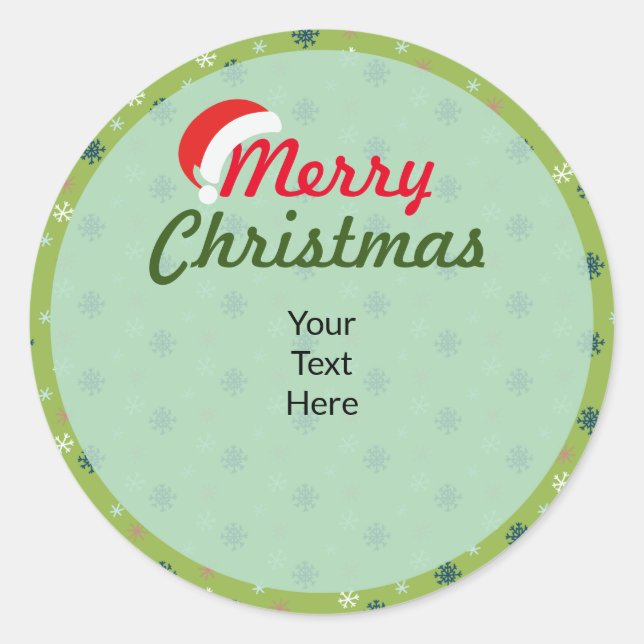 Merry Christmas Personalized Classic Round Sticker (Front)